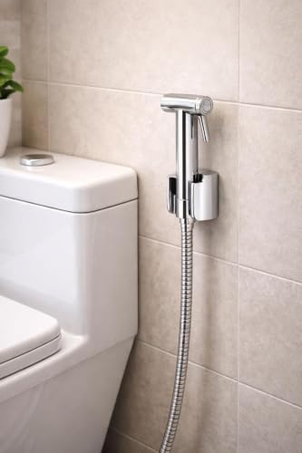 Image of Wall Mounted Health Faucet Holder with Screws | Heavy-Duty Hand Shower & Bidet Spray Wall Hook | Durable Bathroom Holder for Jet Spray, Toilet Spray Gun & Handheld Shower | Rust Resistant | Pack of 2