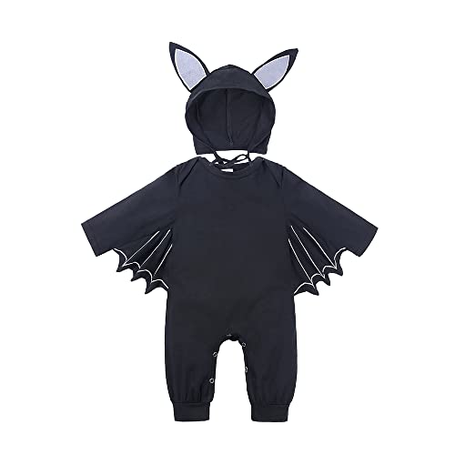 PUPYGIYUC Baby Fledermaus Kostüm Säuglings Fledermaus Kostüm Strampler mit Hut mit großen Ohren 3-6 Monate 2 Stück Unisex