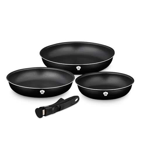 BLAUMANN For Your Home Set di pentole in alluminio – Pentole e padelle salvaspazio a induzione con manico rimovibile Click-It, rivestimento antiaderente, compatibile con piani cottura a gas, alogeni,