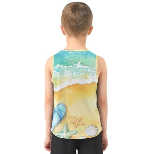 susiyo Summer Flip Flop Seashell Boys Sleeveless Tank Top Girls Athletic T Shirt3