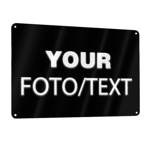 Schilder selbst gestalten Blechschild individuelles Schild personalisiert mit FotoText und Logo wetterfest für Parken Wegweiser Hotel Schule Firmen Garage (30 * 20cm Aluminium)