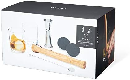 Viski Bartender Kit Includes 2 Tumblers, Double Jigger, Muddler, Stir Stick and 2 Ice Sphere Molds for Muddled Mixed Drinks and Iced Cocktails, Home Bar Cart Accessories, Gifts for Men, 7-Piece Set - Thumbnail 2