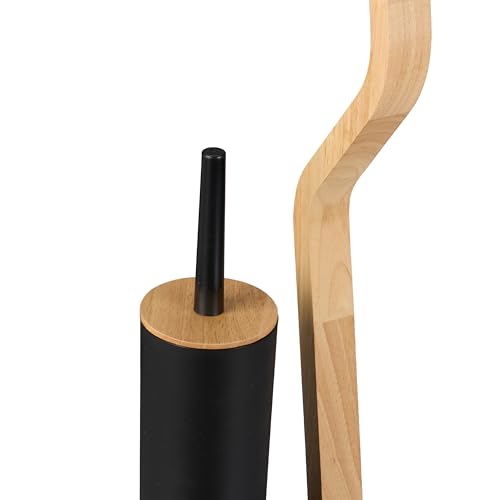 Miniatura 7 de Relaxdays Escobillero Y Portarrollos Para Baño, 80,5x23x18 Cm, Bambú, Vertical, Escobilla Con Soporte, Negro Natural