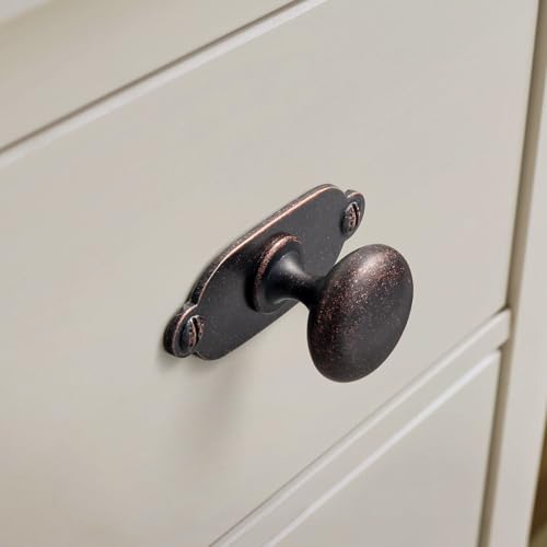 Image of Goo-Ki Antique Oil Rubbed Bronze Zinc Alloy Cabinet Large Knob with Backplate - Single Hole Center Cabinet Pull Hardware for Bedroom, Kitchen, 12 Pack(8611-G013)