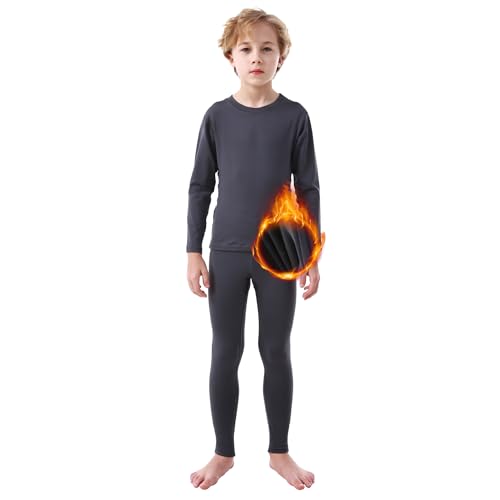Boys Thermal Underwear Set Long Johns Kids Fleece Lined Base Layer Winter