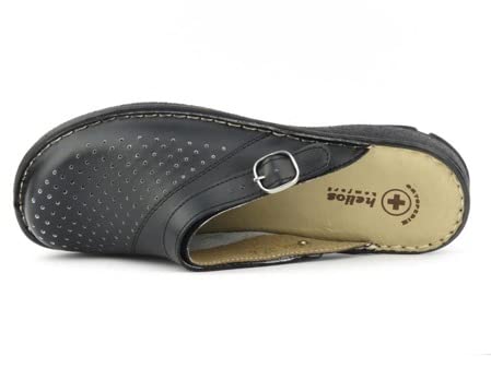 Zapatillas Sanitarias Mujer con Parte Superior Calada Cerrada Tira Ajustable Suela Flexible Ligeras Cómodas Negro Talla 37