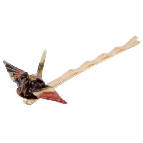 Piena ヘアピン レディース 折り鶴 ツル 折り紙 和紙 和風 和柄 モダン 髪留め ヘアアクセサリー 日本製 (ブラック)