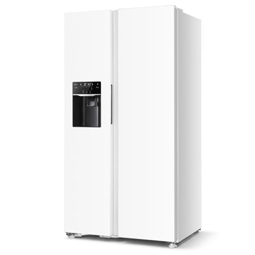 Image of Antarctic Star 18.1 Cu.Ft 2 Door Freezer Refrigerator,with Ice making and water dispenser,powerful LED light,for Kitchen,Dorm and Office,Silver
