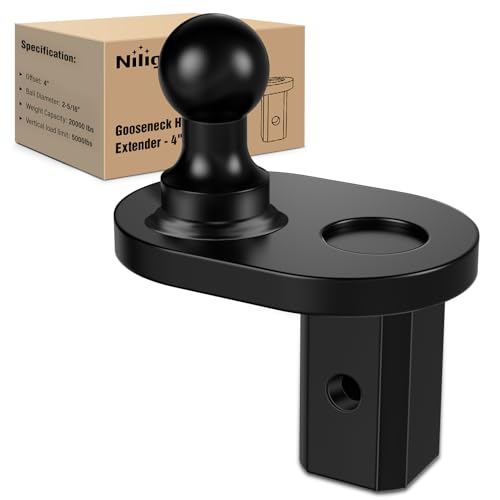 Nilight Gooseneck Ball Extender - GNXA4085 4 Offset Ball Compatible with B&W Trailer Hitches Turnoverball Heavy Duty 2-5/16 Inch Ball 20000 lbs GTW 5000 lbs VTW
