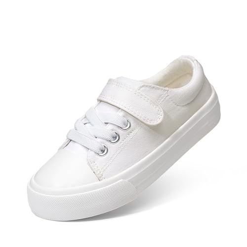 DREAM PAIRS Kids Toddler Sneakers Boys Girls Casual Canvas School Shoes 9 Toddler All White