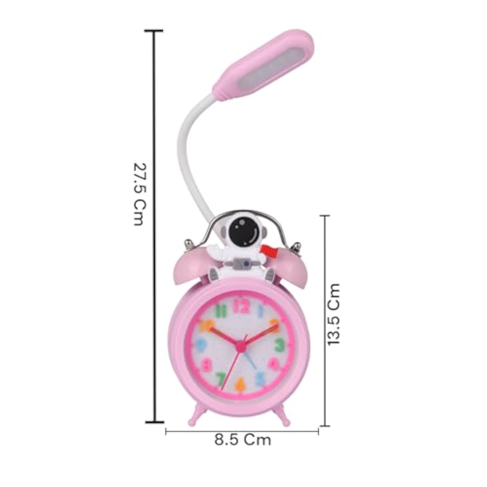 Astronaut Theme Kids Twin Bell Alarm Clock with LED Night Light