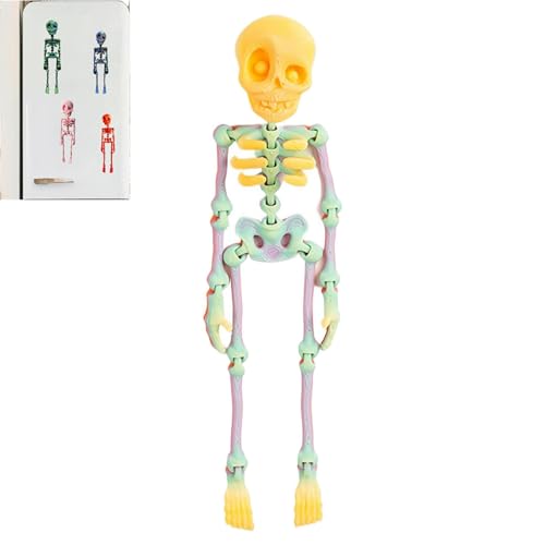 Imanes de nevera con diseño de esqueleto gótico impreso en 3D, decoración de calavera multicolor, mini imanes de calavera con articulaciones móviles, adecuados para refrigerador, cocina, oficina