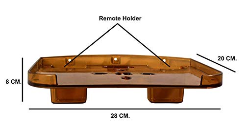 Image of Set Top Box Shelves Brown with Remote Holder /Tv Set Top Box Stand with Remote Holde /Wall Mount WiFi Stand /Mobile Charging Dock