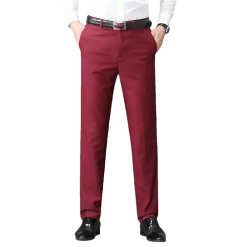 Men's Business Straight Formal Suit Pants Spring Summer Office Casual Solid Trousers
