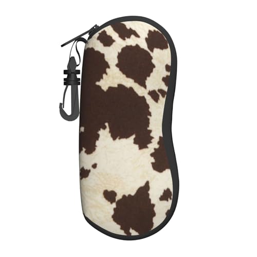 Sylale Brillenetui mit Traktor- und Bauernhof-Aufdruck, weiche Tasche, stilvoll, tragbar, Reise-Brillenetui für Damen und Herren, Kuhfell-Aufdruck, One size