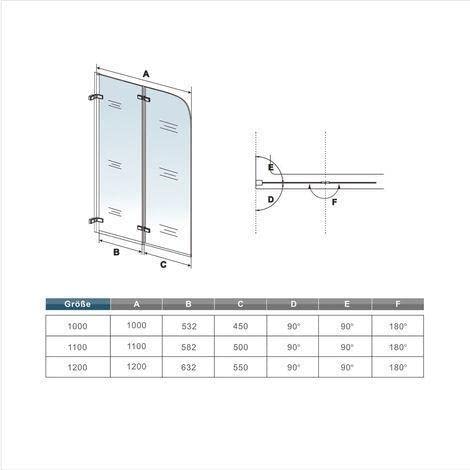 120x140cm Mamparas/pantalla para bañera biombo baño plegable de Aica