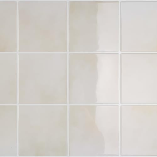CRE8TIVE 4 Sheets Cream Beige Peel and Stick Tile Backsplash, Square Tiles Stick on Backsplash for Kitchen, 12"x12" Self Adhesive Waterproof Wall Tile Stickers for Bathroom, Laundry Room, Living Room by CRE8TIVE - Used condition - US$14.17