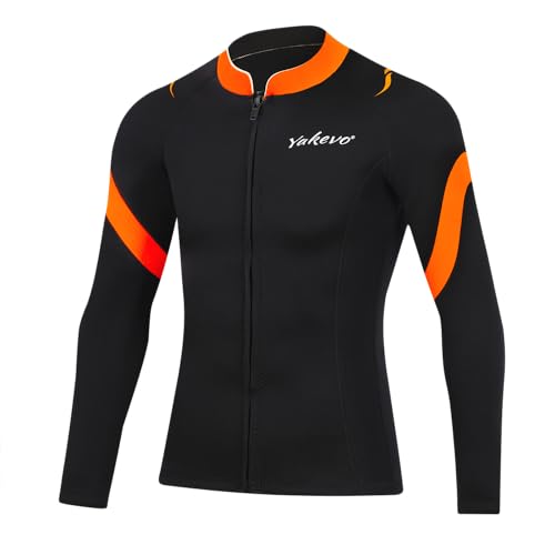 Camiseta para hombre y mujer de neopreno, 3mm, manga larga, con cremallera frontal, para snorkeling, natación, surf, buceo y deportes acuáticos