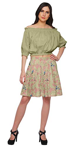 Moomaya Gedruckte Kurze Rocke Fur Frauen Baumwolle Minirocke Sommerkleidung Cover