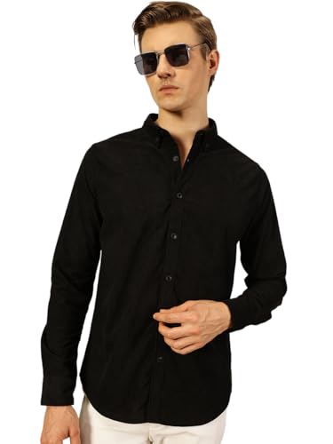Image of Thomas Scott Men's | Solid | Full Sleeve | Slim Fit | Polyester-Blend | Button Down | Casual Shirt