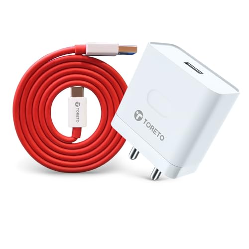Image of Toreto 100W SUPERVOOC Fast Charging Adapter with Type-C Cable, Compatible with Oneplus, Oppo, Realme, Redmi, Xiaomi, HTC & All C-Type Smartphones, Supports Dash, Warp, Vooc, SuperVooc Charger (White)