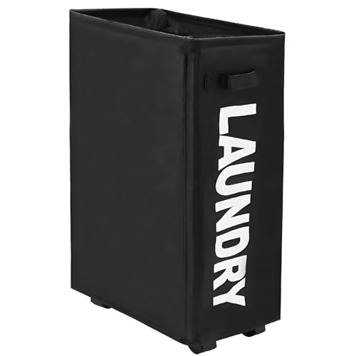 Cesto Ropa Sucia con Ruedas, Cesta de Limpia Almacenaje Grande Colada Cestos, Lavanderia Cubo Plegable Bolsa, Laundry Basket para Baño (M)