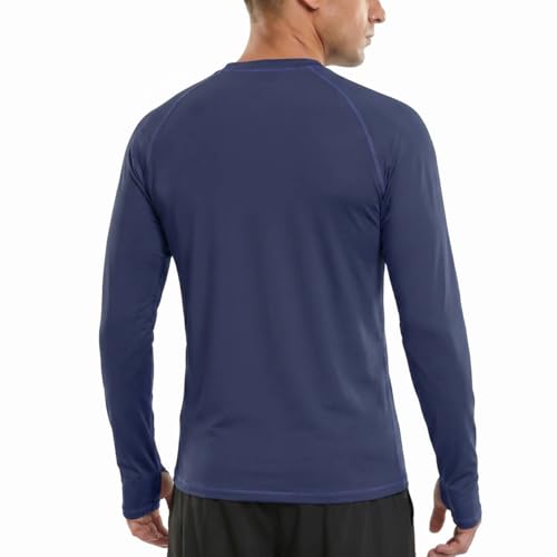Men's UPF 50+ Ice-Cool Quick-Dry Fishing Shirt with Thumbholes Navy - image 2