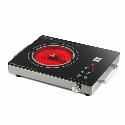 Image of CELLO Blazing Heat Max Infrared Cooktop Stove 2200W Black | Crystal Glass Top Plate, Digital Display, Sensor Touch Controls, 4 Preset Menu & 4KV Surge Protection | For Frying Boiling | 1 Year Warranty
