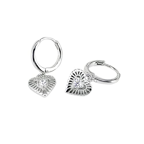 Boucles d'oreilles créoles en argent femmes cartilage cœur vintage zircone cubique strass