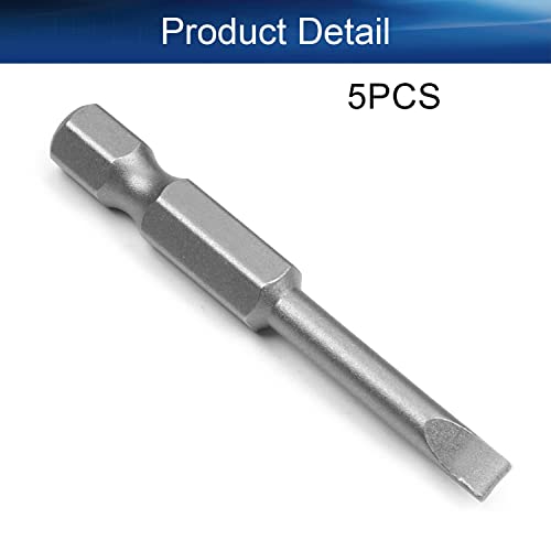 Auniwaig Slotted Tip Magnetic Flat Head Screwdriver Bits, Sl4 Slotted Tip Flat Head Screw Driver Bit, 1/4-Inch Hex Shank S2 Alloy Steel Magnetic Screwdriver Drill Bit 1.97-Inch Length 5Pcs #TOP2