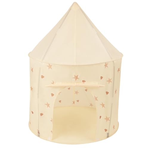 Selonis Tente De Jeu pour Enfants Château Maison De Jeu en Forme De Pavillon De Jeu 100X130cm Pliable Tente Pop-Up Enfant Motifs D'étoiles, Beige Clair
