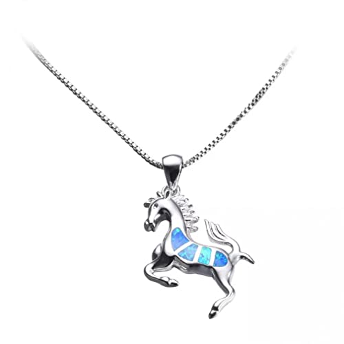 Pendentif petit cheval en opale bleue pour sublimer votre tenue de mariée