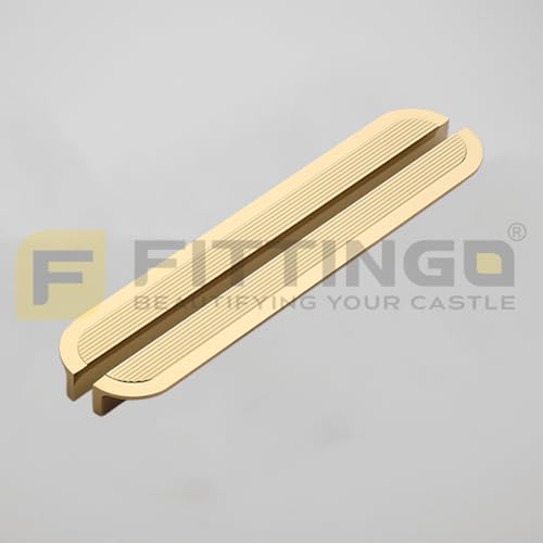 Image of VEZEL Aluminium Wardrobe Handle - Modern Cabinet Pull Handle for Wardrobe, Drawer & Cupboard Furniture, PVD Gold, 600mm - Pack of 2-| 3 Years Warranty |