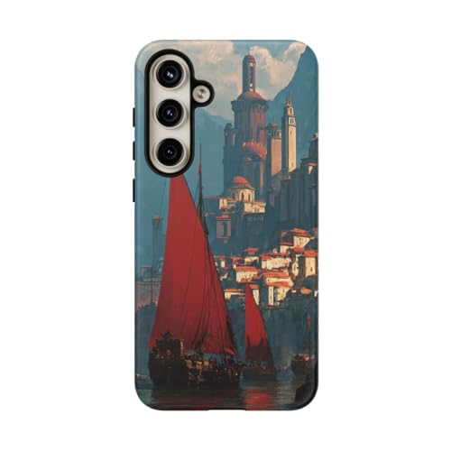 Navires à voile rouge étui rigide mat Samsung S24 Plus aux finitions premium durables