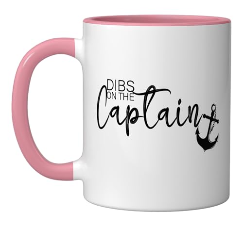 Taza de cerámica Dibs on the Captain rosa y blanca miniatura 1