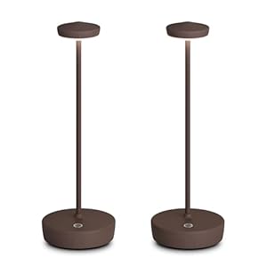 2 Pack Rechargeable Cordless Table Lamps, 5000mAh LED Portable Table Light with 3 Color Stepless Dimming, Battery Powered Waterproof Table Lamp for Outdoor/Restaurant/Home/Dinner (Rust)