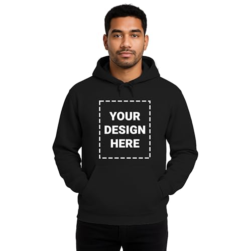 BILLIONHATS 1 Pack Black Custom Oversized Hoodies for Men & Women Personalized Sweatshirts with Photo Logo or Text Printed Front & Back Small