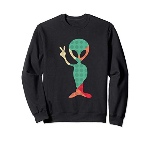 Alienígena Paz Divertido Retro Alienígena Sudadera