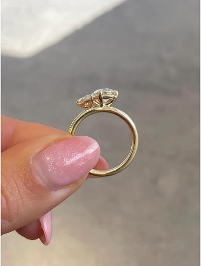 Francesca Moissanite 2 TCW Pear Cut Handmade Engagement Ring, Toi Et Moi Bridal Wedding Ring for Women, Anniversary Promise Gifts Her (Rose)4