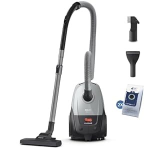 Philips Series 2000 Bodenstaubsauger mit Beutel – Kompakt & Leicht, 800W Motor, HEPA-Filter fängt 99,9% Staub, Mehrzweckdüse, 9m Reichweite, Großer Staubbeutel (XD2142/12)