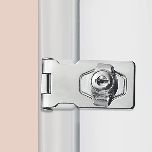 Image of WMYCONGCONG 2 PCS 2.5 Inch Keyed Hasp Locks Stainless Steel Locking Hasp Twist Knob Safety Hasp Keyed Different for Cabinet Small Door, Black