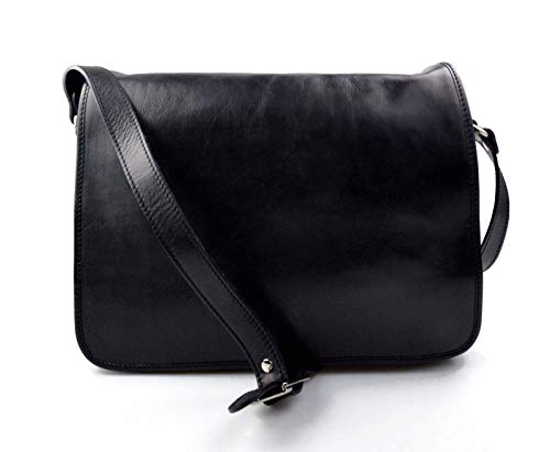 Sac d'épaule bandoulière homme en cuir noir parfait pour vos trajets urbains