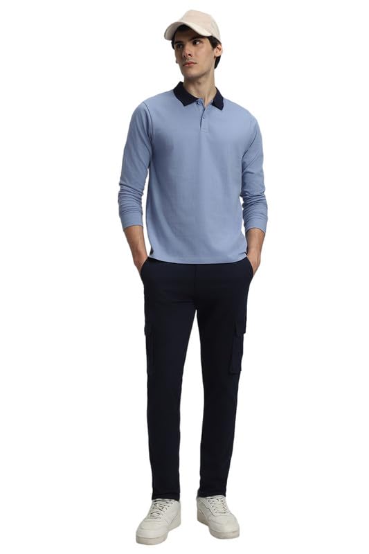 Image of Dennis Lingo Men's Cotton Polo Neck Tshirt, Regular Fit Long Sleeve