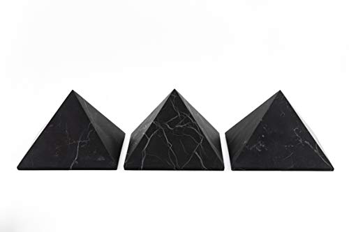 Shungite de Carélie authentique KASHU 3 pyramides brutes de 10 cm d'exception - 2