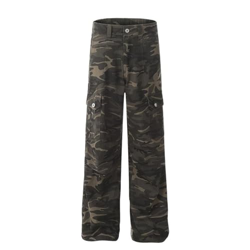 Men's Pants Casual Fall American Camouflage Loose Straight Leg Slimming Cargo Trouser for Men