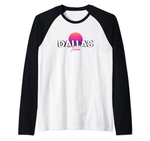 Souvenir rétro Glitch Vaporwave Sun des années 80 et 90 de Dallas Manche Raglan