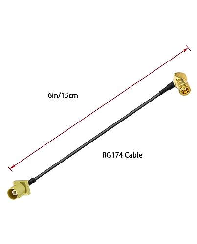 Vecys Fakra Curry Male Code K to SMB Female Right Angle Adapter Cable RG174 6in/15cm Compatible with Car Vehicle Radio Stereo Receiver Tuner - Image 2