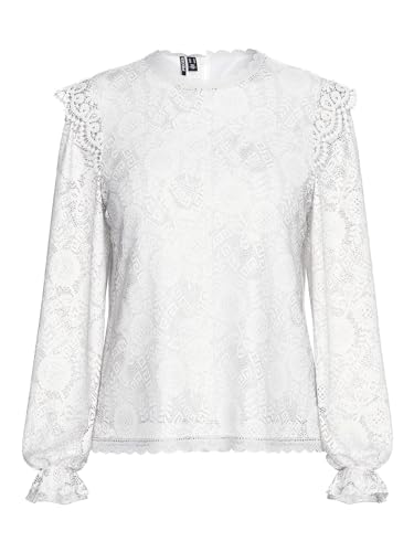 Haut femme manches longues dentelle PIECES Pcolline Ls Lace Top Noos confortable