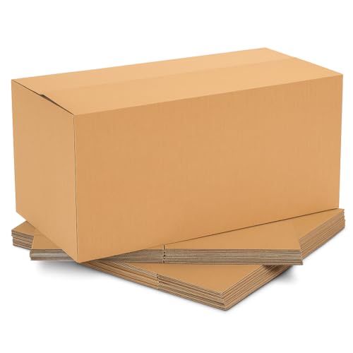 BonKaso Blueprint Premium Eco-friendly 5 Ply Corrugated Packing Box for Secure Shipping, Moving, Courier & Goods Transportation, Brown, 27x13x14 Inches - (Pack of 4)