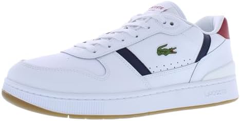Lacoste Tênis masculino T-Clip Set, Branco/Vermelho/Vermelho, 9.5 Lacoste Tênis masculino T-Clip Set, Branco/Vermelho/Vermelho, 9.5